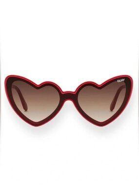 QUAY Love Struck Sunglasses Red Frame Brown Lens Heart Sunnies NWT